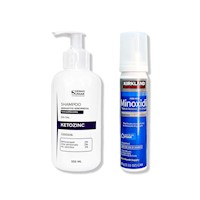 MINOXIDIL ESPUMA KIRKLAND 60ML + SHAMPOO KETOZINC CABELLO GRASO 350ML